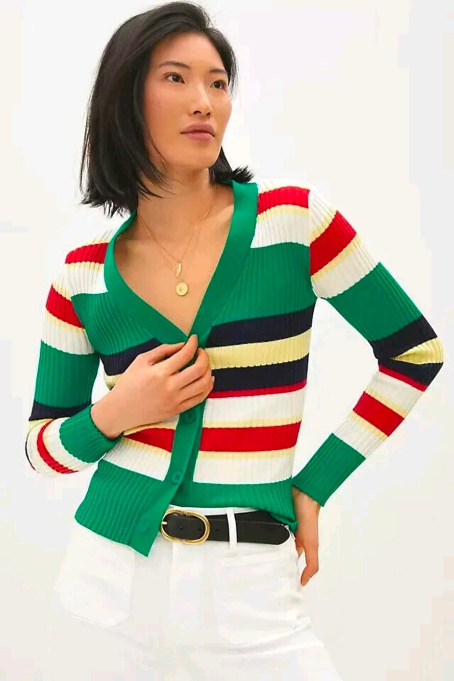 Anthropologie Eugenia Multicolor Striped Cardigan. Ret. $138